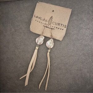 Handcrafted leather pearl earrings